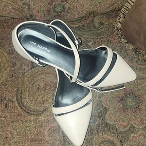 Mio Marino Tan Pointed-Toe Flat Sandals with Sleek Straps